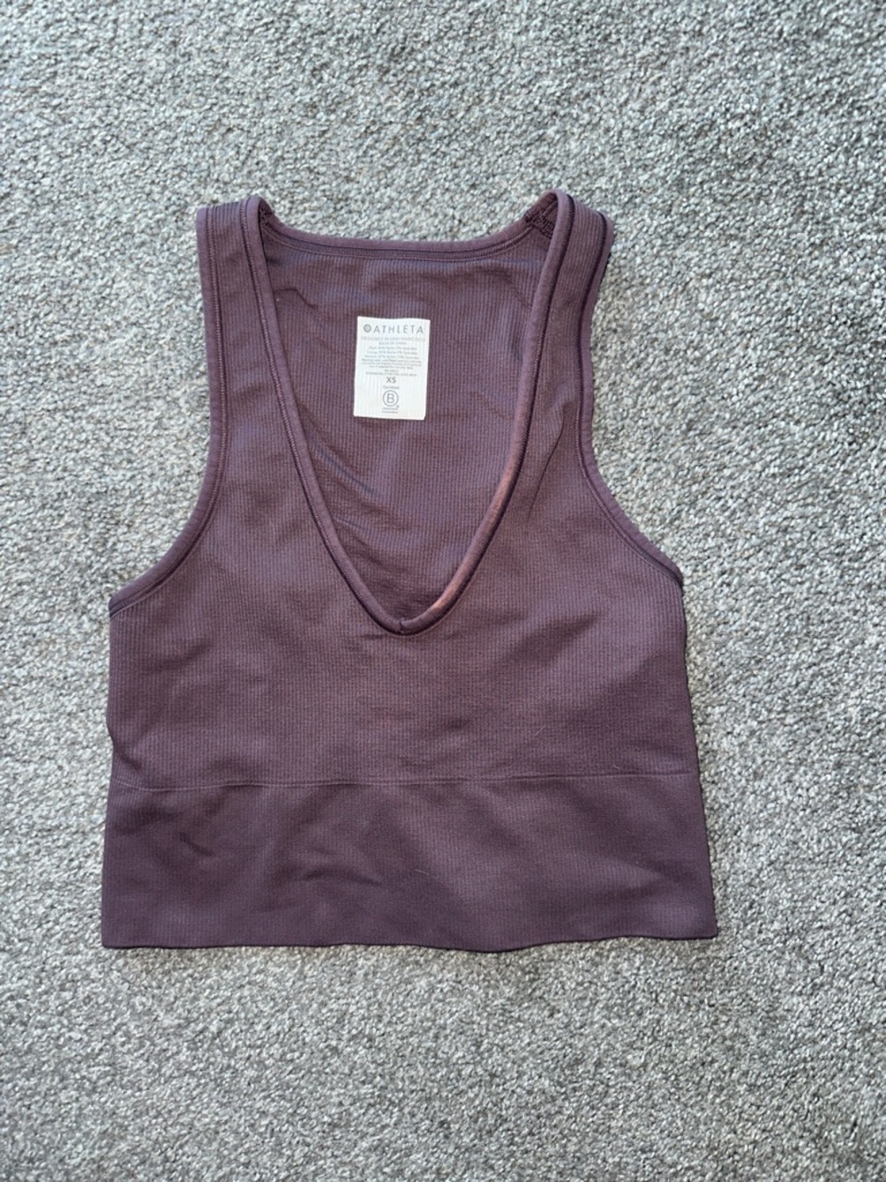 Athleta Plum Ribbed Deep V Cropped Tank